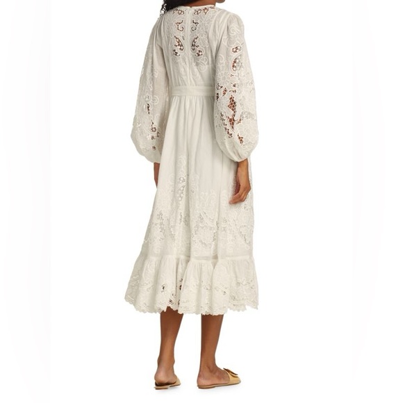 ZIMMERMANN Lulu Scalloped Frill Lace Pattern Long Dress Size S/Zimmerman Size 1 - Picture 2 of 9